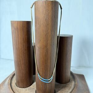 Vintage Gold Filled Chain Necklace With Turquoise Accents